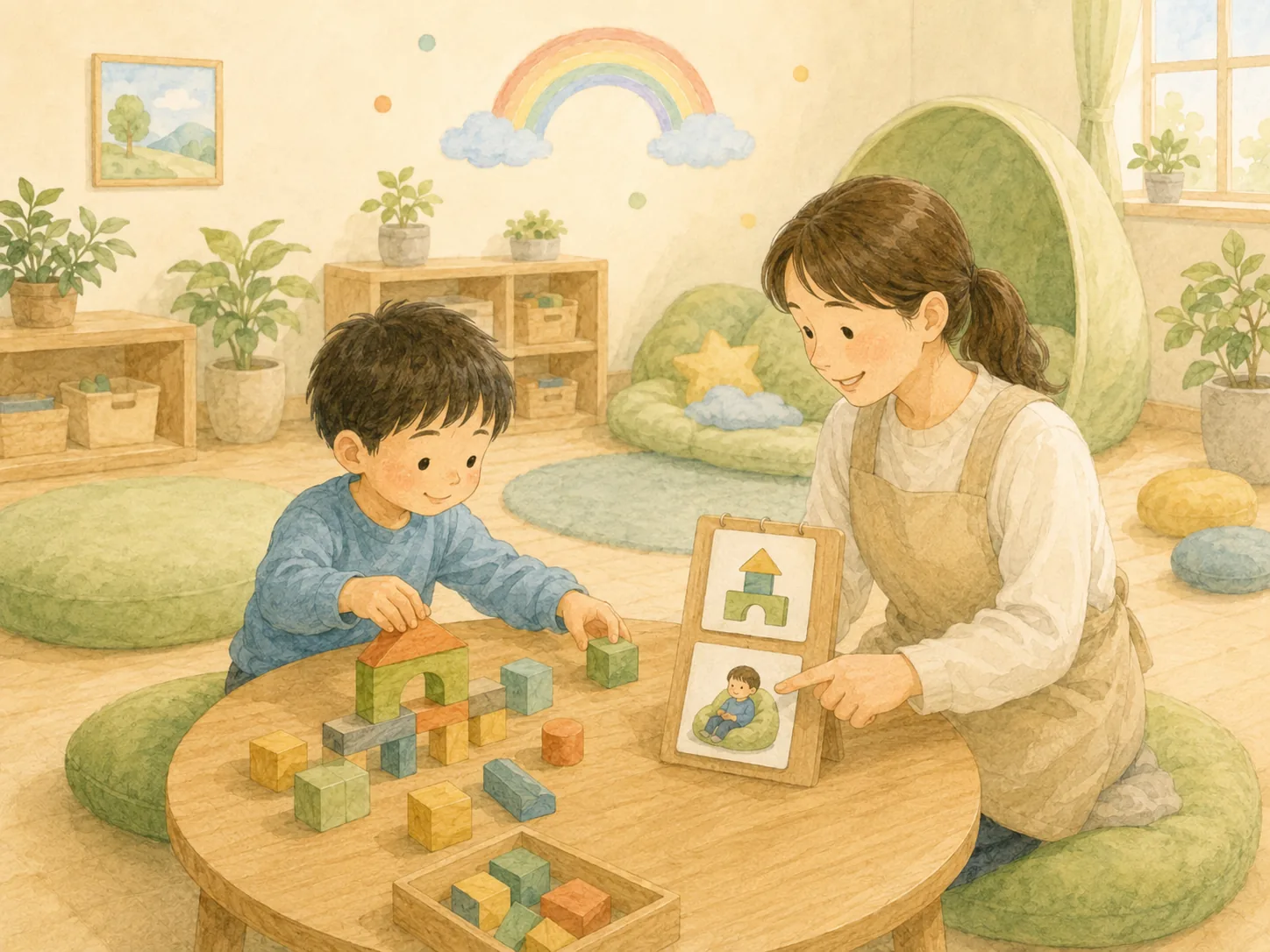 視覚スケジュールを使った見通し支援のイラスト