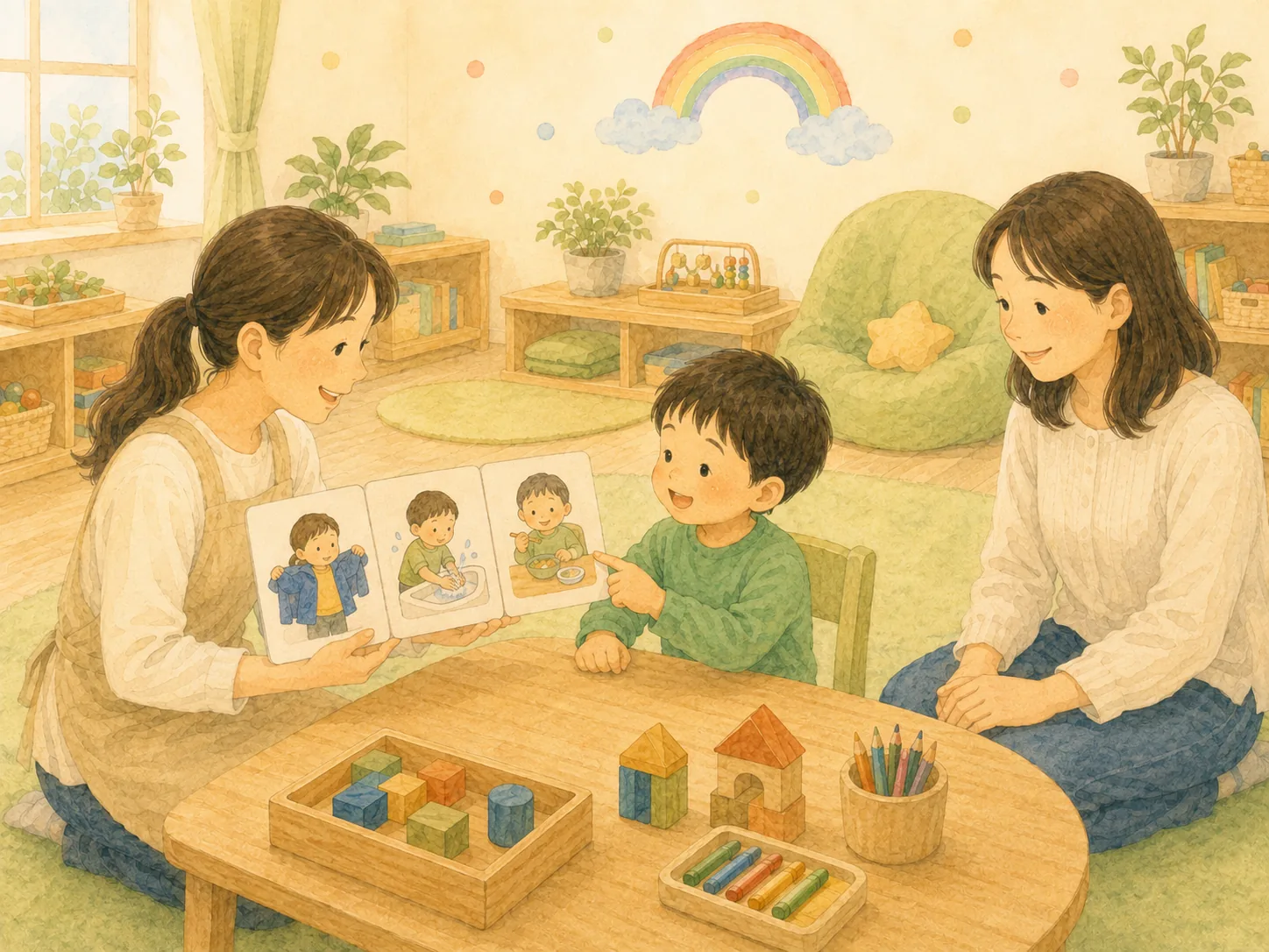 生活動作の絵カードを使った発達支援のイラスト
