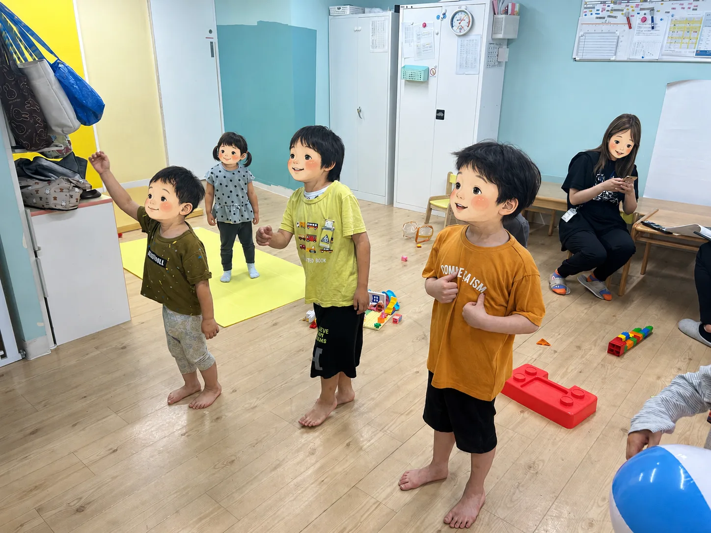 音楽に合わせてダンス。全身を使って楽しく体を動かします